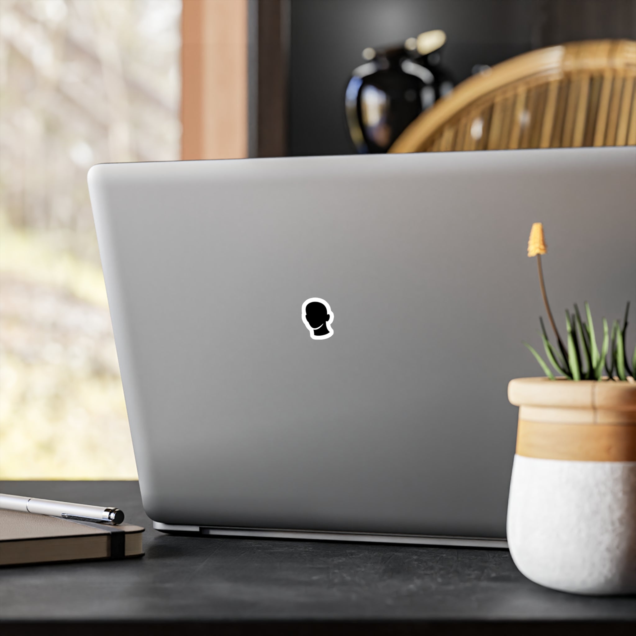 Vinyl Sticker – Minimalist Laurel Head Emblem