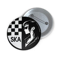 Ska Checkered Pin Button — Retro Mod Music Badge