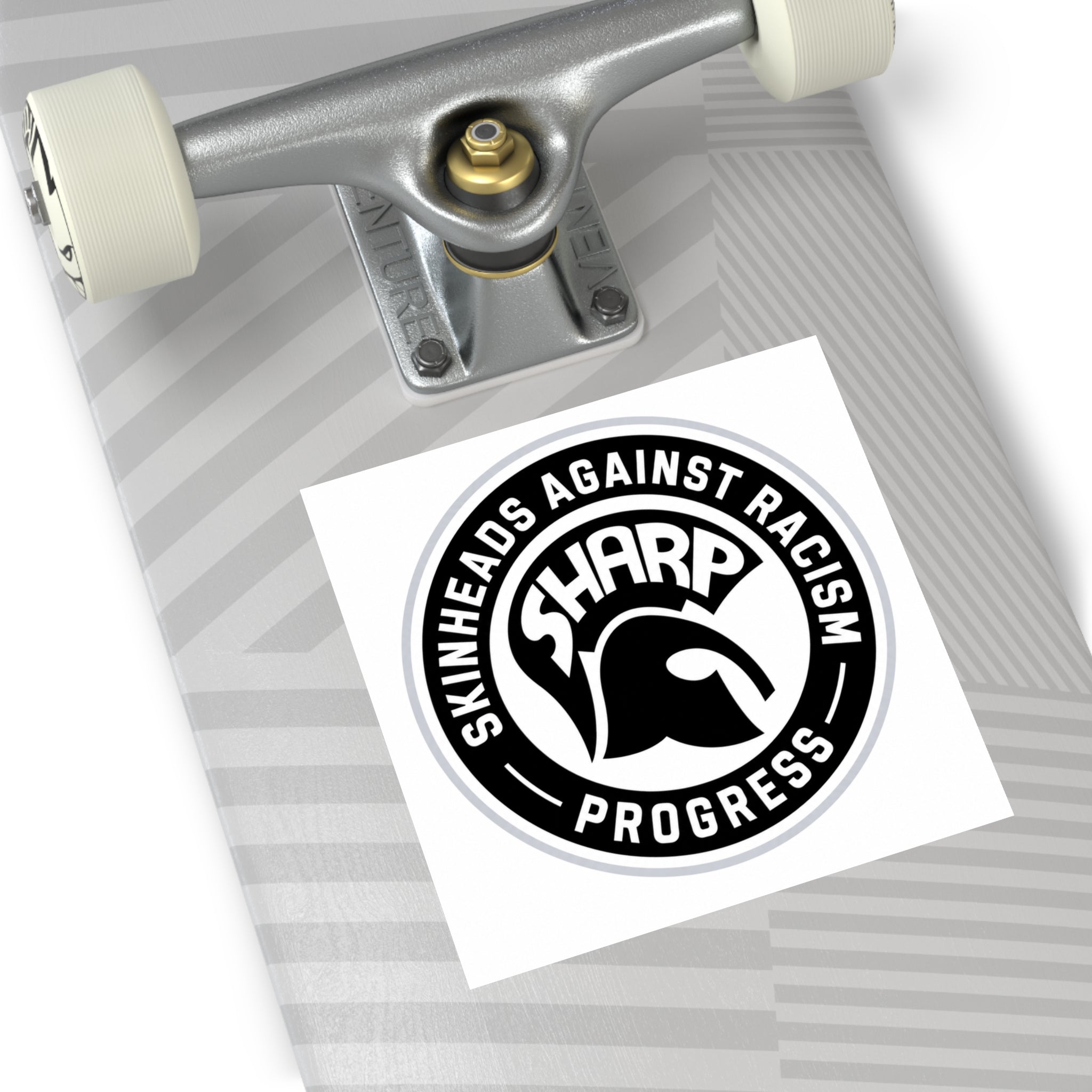 Square Sticker — SHARP "Skinheads Against Racism" Black & White Logo