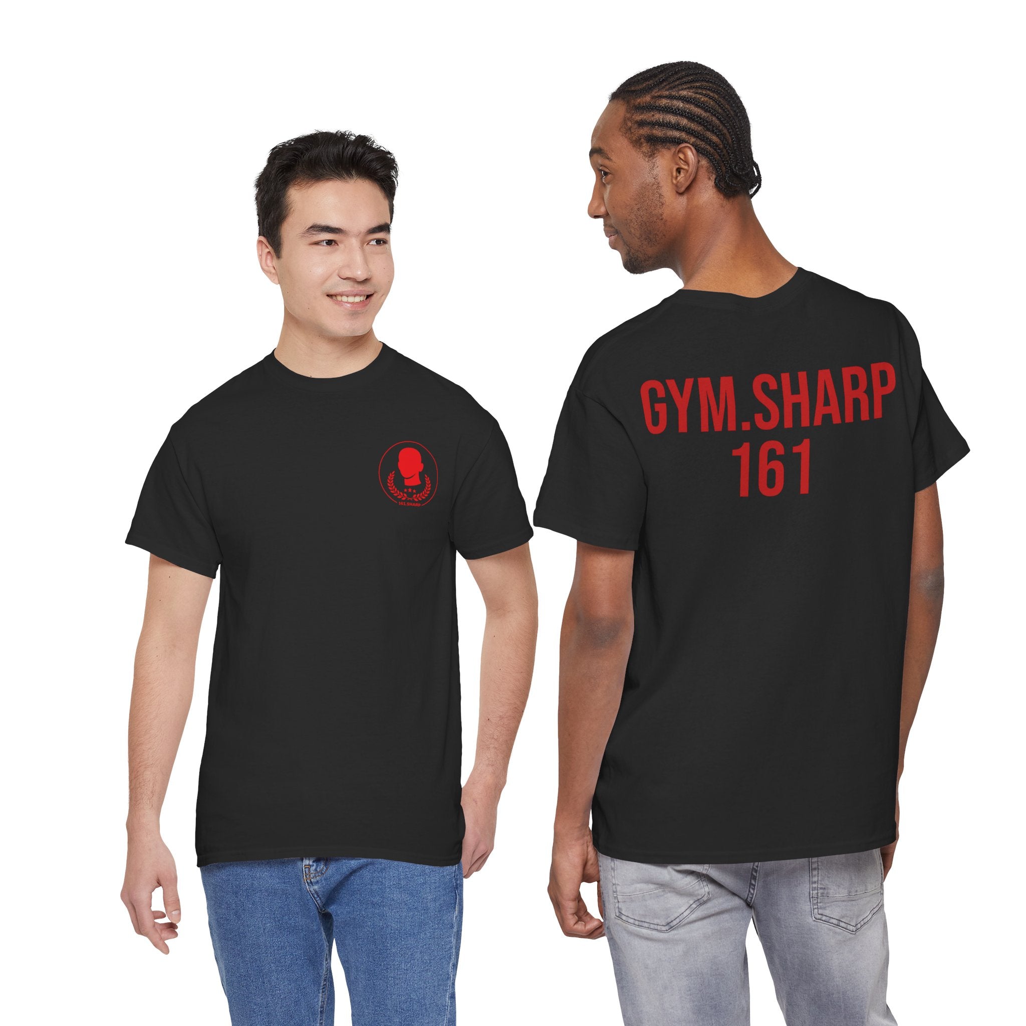 Gym.Sharp 161 T‑Shirt — Customizable Chest Logo & Back Text Athletic Tee
